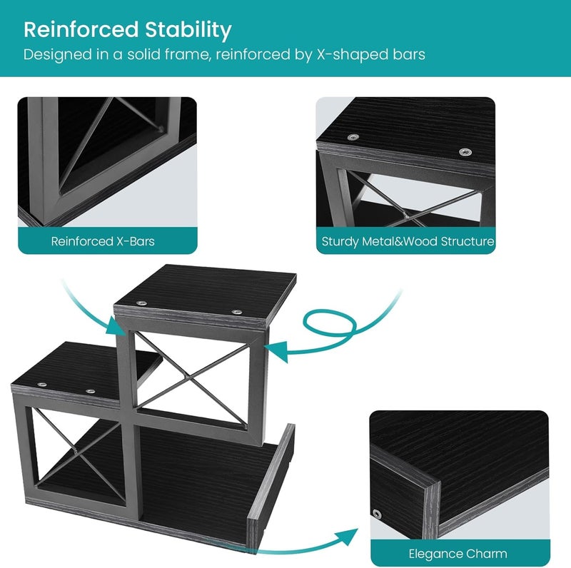 ELITEROO Wood Desktop Shelf, 3 Tier Desk Shelves Small Bookshelf Organizer, Office Storage Rack and Cubicle Organizers Accessories for Dorm Office Home Decor, Black - Image 5